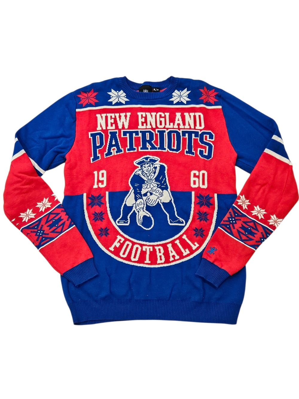 NFL Team Apparel New England Patriots Ugly Christmas Sweater Throwback Medium